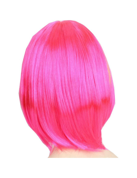 Peluca Colorida KOLIGHT Corta Recta Halloween Rosa