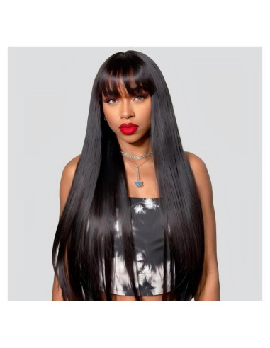 Peluca Recta con Flequillo Lisa Hair 60 cm Cabello Humano