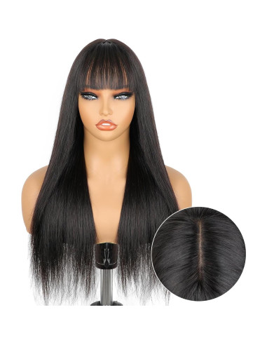 Peluca Recta con Flequillo Lisa Hair 60 cm Cabello Humano