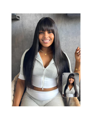 Peluca Recta con Flequillo Lisa Hair 60 cm Cabello Humano