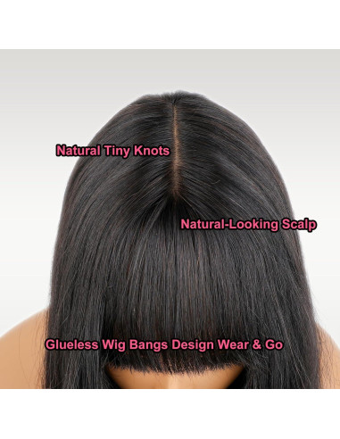 Peluca Recta con Flequillo Lisa Hair 60 cm Cabello Humano