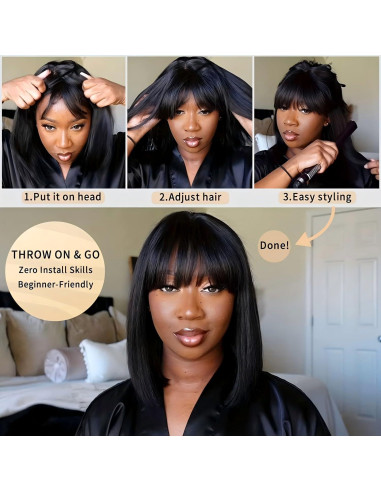 Peluca Recta con Flequillo Lisa Hair 60 cm Cabello Humano