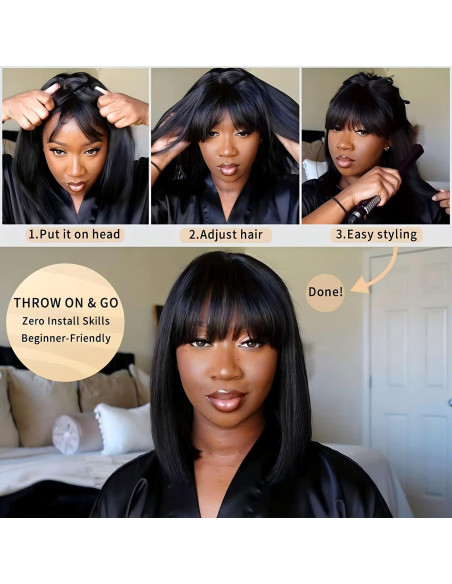 Peluca Recta con Flequillo Lisa Hair 60 cm Cabello Humano