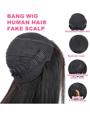 Peluca Recta con Flequillo Lisa Hair 60 cm Cabello Humano