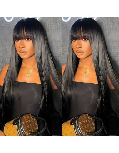 Peluca Recta con Flequillo Lisa Hair 60 cm Cabello Humano