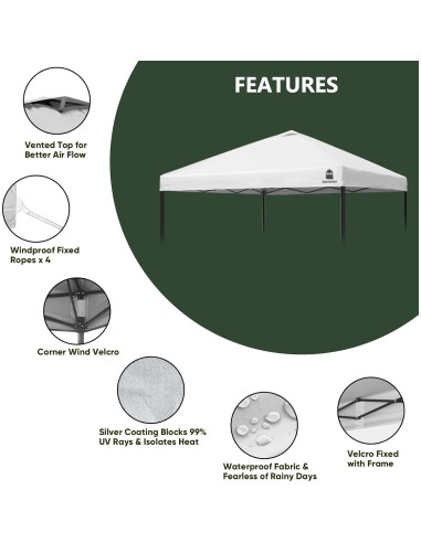 Cubierta Superior Canopy MordenApe 3x3m Blanca Impermeable