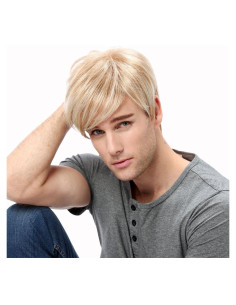 Peluca Corta Recta YYHR Color Mezcla Rubia y Marrón