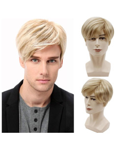 Peluca Corta Recta YYHR Color Mezcla Rubia y Marrón 2