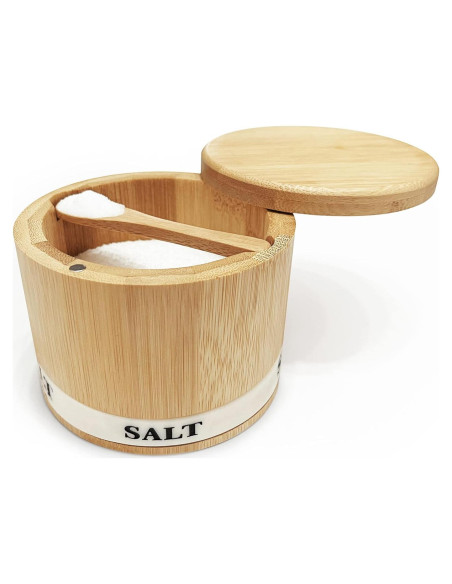 Contenedor de Sal de Bambú ThougrLyh con Tapa Magnética