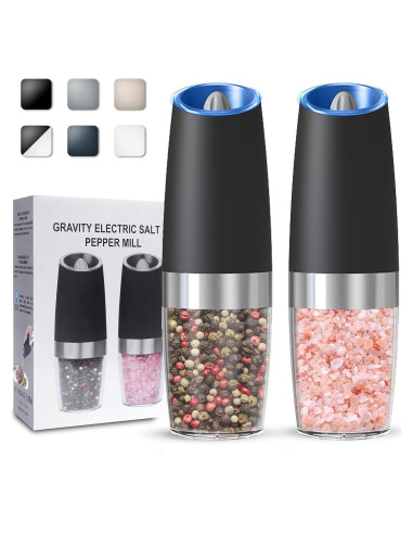 Juego de molinillos eléctricos UNNEES con luz LED, 2 unidades