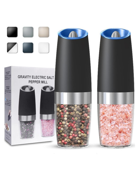 Juego de molinillos eléctricos UNNEES con luz LED, 2 unidades