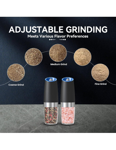 Juego de molinillos eléctricos UNNEES con luz LED, 2 unidades