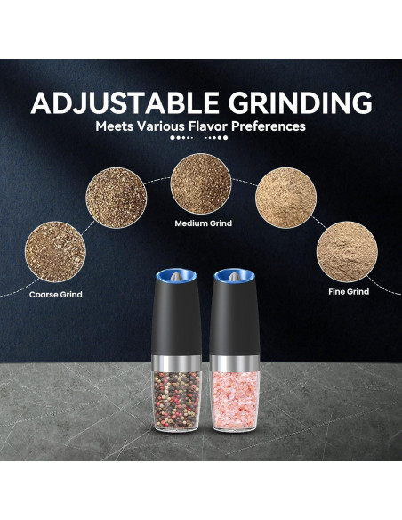 Juego de molinillos eléctricos UNNEES con luz LED, 2 unidades