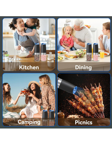 Juego de molinillos eléctricos UNNEES con luz LED, 2 unidades