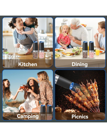 Juego de molinillos eléctricos UNNEES con luz LED, 2 unidades