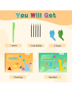 Cuadernos Mágicos Oucaru para Escritura Niños 2 Paquete 26.67x17.78cm 2