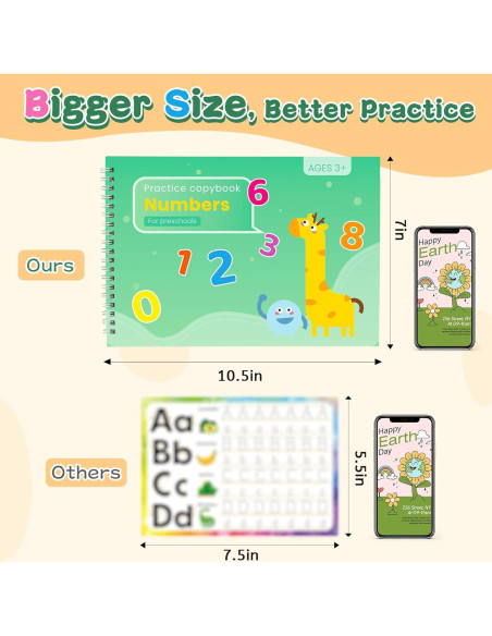 Cuadernos Mágicos Oucaru para Escritura Niños 2 Paquete 26.67x17.78cm