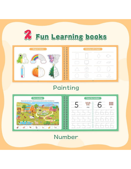 Cuadernos Mágicos Oucaru para Escritura Niños 2 Paquete 26.67x17.78cm