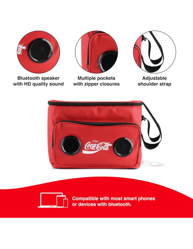 Bolsa Térmica Gabba Goods Coca Cola 25L con Altavoces Bluetooth