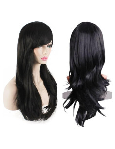 Peluca Ondulada 70 cm Akstore con Gorro Ajustable Negro