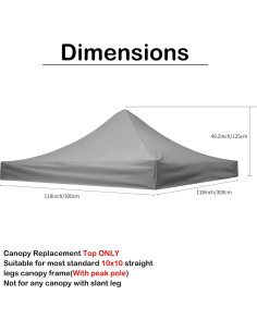 Cubierta de toldo NINAT 3x3m impermeable y UV Gris 2