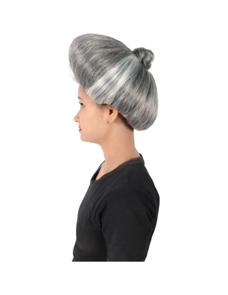 Peluca Malvada Madrastra HPO Pompadour Corazón Gris Plateado