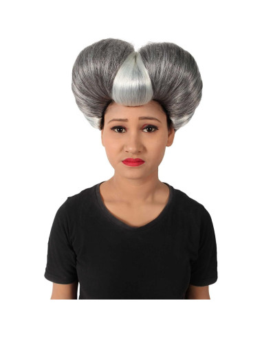 Peluca Malvada Madrastra HPO Pompadour Corazón Gris Plateado