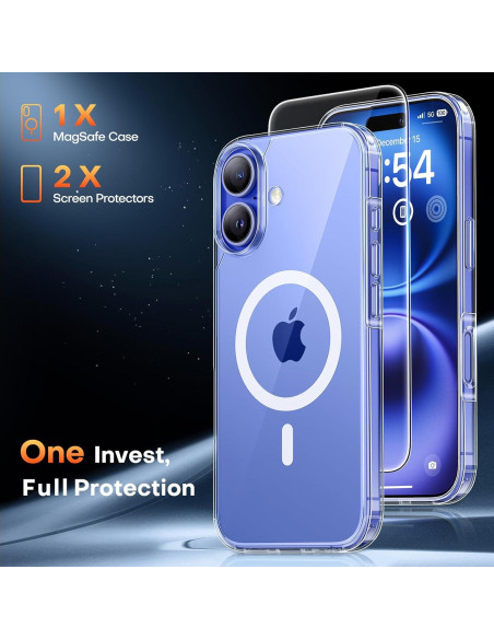 Funda Magnética TAURI para iPhone 16 6.1" Antiamarillento