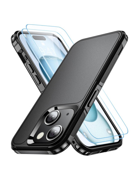 Funda a prueba de golpes AEDILYS para iPhone 15 + 2 protectores