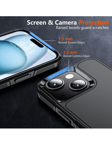 Funda a prueba de golpes AEDILYS para iPhone 15 + 2 protectores