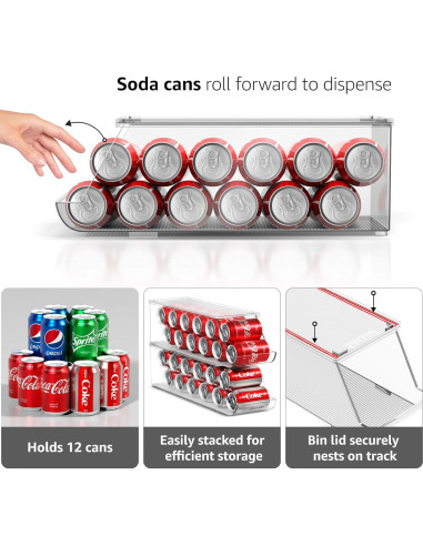 Organizador de Latas Sorbus Paquete de 2 Apilable 12 Latas