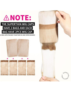 Capucha HD para Peluca Fandamei - Marrón Oscuro, 4PCS 2