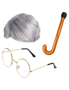Disfraz de Abuelo Beefunny con Peluca y Gafas - Plata