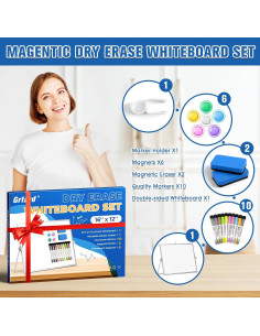 Tablero Magnético Grtard 40x30 cm Doble Cara con Soporte 2