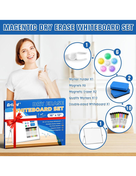 Tablero Magnético Grtard 40x30 cm Doble Cara con Soporte Tablero Magnético Grtard 40x30 cm Doble Cara con Soporte