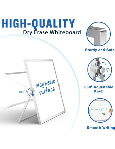 Tablero Magnético Grtard 40x30 cm Doble Cara con Soporte