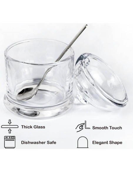 Bandeja de Sal de Vidrio HillSpring 283g con Cuchara Inoxidable