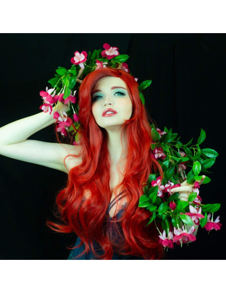 Peluca Sirena Roja Max Beauty con Clips y Capucha Ajustable