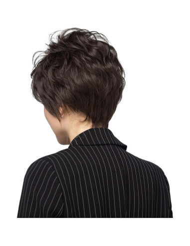 Peluca EMMOR Corta Pixie Cabello Humano Marrón Oscuro