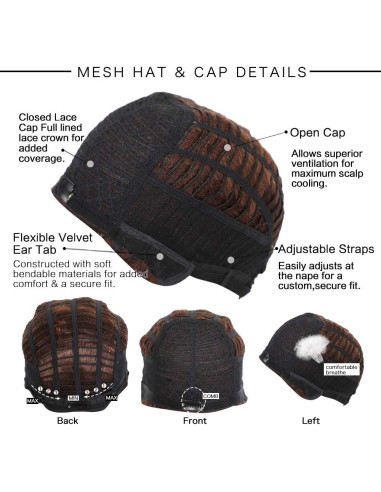 Peluca EMMOR Corta Pixie Cabello Humano Marrón Oscuro