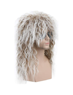 Peluca Rizada Marrón Degradado Blanca Karlery 70s 80s 2