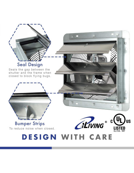 Ventilador de Escape iLIVING 12" con Controlador Thermospeed