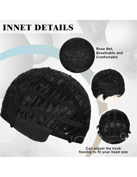 Peluca Corta Negra para Hombres TOPHR 15 cm Resistente al Calor