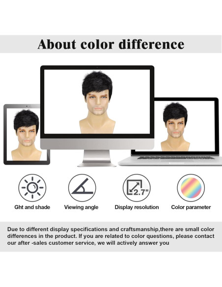 Peluca Corta Negra para Hombres TOPHR 15 cm Resistente al Calor