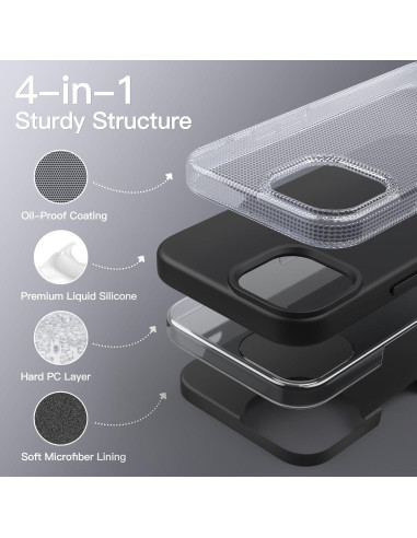 Funda de Silicona JETech para iPhone 13 15.5 cm Negra