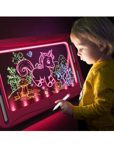 Tablero de Dibujo LED MEJCFARI Rosa 9 Tarjetas 6 Marcadores 2