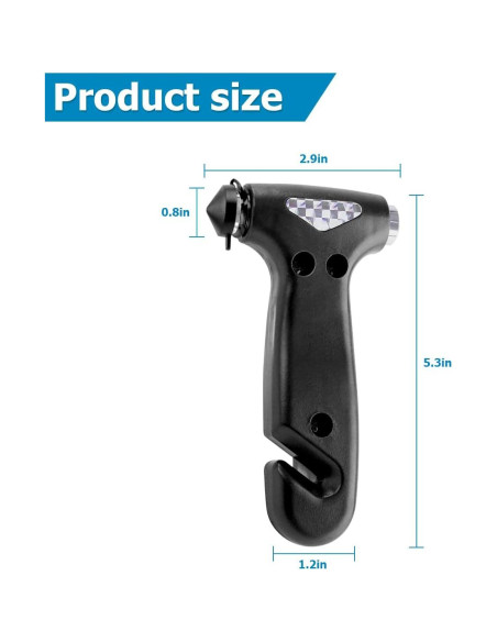 Martillo de Seguridad BELOMI para Automóvil 5-en-1 Negro