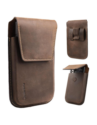 Funda de cuero Gentlestache XL para teléfono marrón oscuro