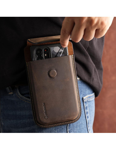 Funda de cuero Gentlestache XL para teléfono marrón oscuro