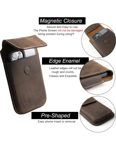 Funda de cuero Gentlestache XL para teléfono marrón oscuro